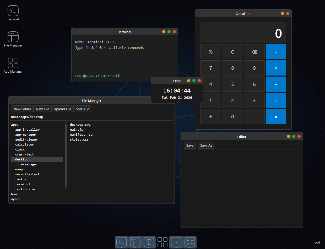 web-based operating system screenshot